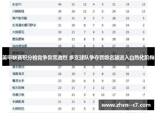 英甲联赛积分榜竞争异常激烈 多支球队争夺晋级名额进入白热化阶段 英甲联赛积分榜竞争异常激烈 多支球队争夺晋级名额进入白热化阶段